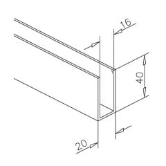 Alu U-Profil 40x20x40mm Aluminium poliert - Zuschnitt