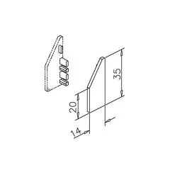 Endkappe rechts Spiegelschiene Aluminium 35x14mm