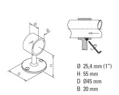 Anthrazit Design Rohrhalter fr Rohr 25,4 mm