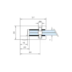 Edelstahl matt Design Glasklemme 42 - Flachmontage - Glas 6-12.76mm