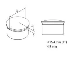 Anthrazit Design Endkappe gewlbt fr Rohr 25.4 mm