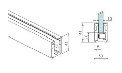 Alu Glasprofil 41x30x41mm - Anthrazit - Glas 10-10,76mm - Zuschnitt