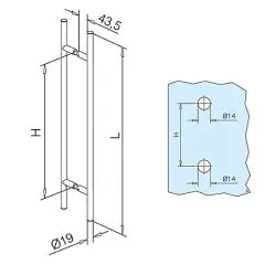 Messing Design Trgriff 475303 - Griff 19mm - Grifflnge 50cm