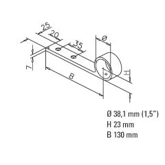 Messing matt Design Handlauftrger fr Rohr 38,1 mm
