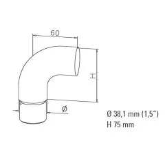 Messing matt Design Endbogen fr Rohr 38.1mm