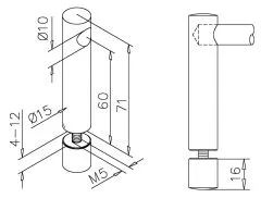 Messing matt Design MiniRail Endsttze 11801 fr Stab 10mm