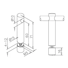 Messing matt Design MiniRail Mittelsttze 11811 fr Stab 10mm