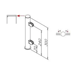 Hustenschutz Pfosten 20-150-38 mitte - Rohr  38.1 mm - Messing matt Optik