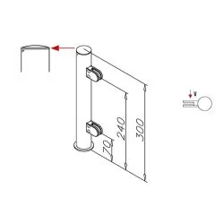 Hustenschutz Pfosten 20-151-25 rechts - Rohr  25.4 mm - Messing matt Optik