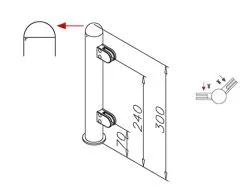 Hustenschutz Pfosten 20-160-38 45° - Rohr Ø 38.1 mm - Messing matt Optik