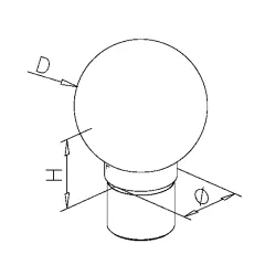 Messing matt Design Rohr 25,4 mm Endkugel