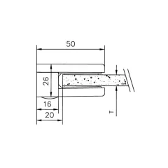 Messing matt Design Glasklemme 20 - Flachmontage - Glas 6-8mm
