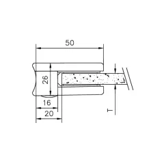 Messing matt Design Glasklemme 20 - Rohr 38,1 mm - Glas 6-8mm