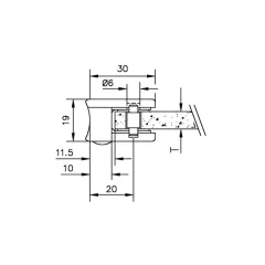Messing matt Design Glasklemme 23 - Rohr 38,1 mm - Glas 4-8.76mm