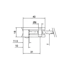 Messing matt Design Glasklemme 27 - Rohr 25,4 mm - Glas 4-8.76mm