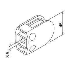 Chrom Design V2A Glasklemme 28 - Flachmontage - Glas 6-12.76mm