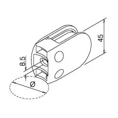Chrom Design V2A Glasklemme 28 - Rohr 38,1 mm - Glas 6-12.76mm