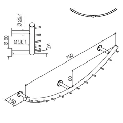 Wurstgehnge 20-7110-100 - Rohr  38.1 mm - Messing matt Design - 1000 mm