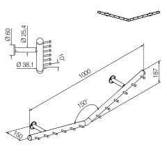Wurstgehnge 20-7130-100 - Rohr  38.1 mm - Messing matt Design - 1000 mm