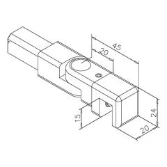 Anthrazit matt Design Vierkant 20x20 mm Rohrhalter variabel