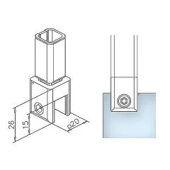Anthrazit Design Vierkant 20x20 mm Glas-Rohrhalter 180