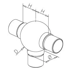 Edelstahl Design Rohr 38,1 mm Kugelrohrverbinder T