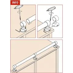 Anthrazit Design Rohrhalter gewlbt fr Rohr 38,1 mm