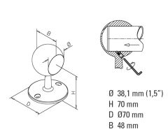 End Rohrhalter gewlbt Anthrazit Design Rohr 38,1 mm