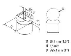 Anthrazit Design Rohradapter fr Rohr 38,1 mm -> 25,4 mm