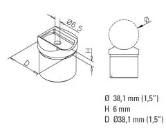 Anthrazit Design Rohradapter fr Rohr 38,1 mm -> 38,1 mm