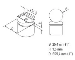 Anthrazit Design Rohradapter fr Rohr 25,4 mm -> 25,4 mm
