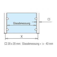Hustenschutz Pfosten 20-122-20 rechts - Rohr 20x20 mm - Edelstahl Design