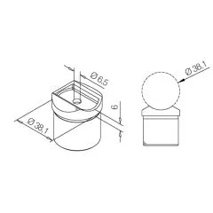 Edelstahl Design Rohradapter 38,1 mm auf 38,1 mm