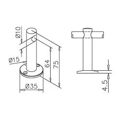 Edelstahl Design MiniRail Mittelsttze 11511 fr Stab 10mm