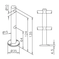 Edelstahl Design MiniRail Mittelsttze 11561 fr Stab 10mm