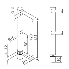 Edelstahl Design MiniRail Endsttze 11851 fr Stab 10mm