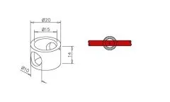 Edelstahl Design Adapter fr Mittelsttze Stab 10mm