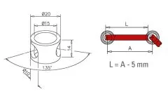 Edelstahl Design Adapter fr Ecksttze 45 Stab 10mm