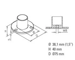 Anthrazit Design Boden & Wandflansch fr Rohr 38,1 mm