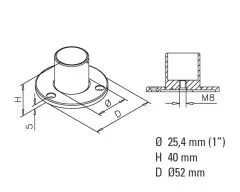 Anthrazit Design Boden & Wandflansch fr Rohr 25,4 mm