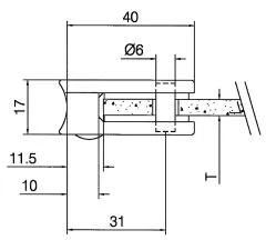 Crom Design Glasklemme 27 - Rohr 25,4 mm - Glas 6-8,76 mm