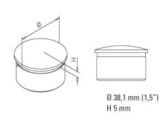 Endkappe gewlbt fr Rohr 38,1 mm Edelstahl Design