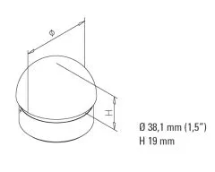 Endkappe halbrund fr Rohr 38,1 mm Edelstahl Design