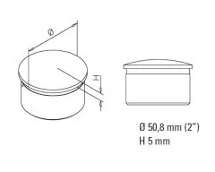 Endkappe gewlbt fr Rohr 50,8 mm Edelstahl Design