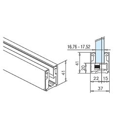 Alu Glasprofil 41x37x41mm - silber matt - Glas 16.76-17,52mm - Zuschnitt