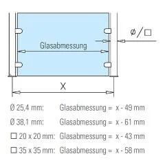 Hustenschutz Pfosten 20x20 - 20-13320 rechts - Edelstahl matt Design