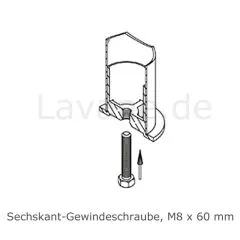 Hustenschutz Pfosten 20x20 - 20-13320 rechts - Edelstahl matt Design
