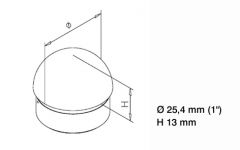 Messing Design Rohr 25,4 mm Endkappe halbrund